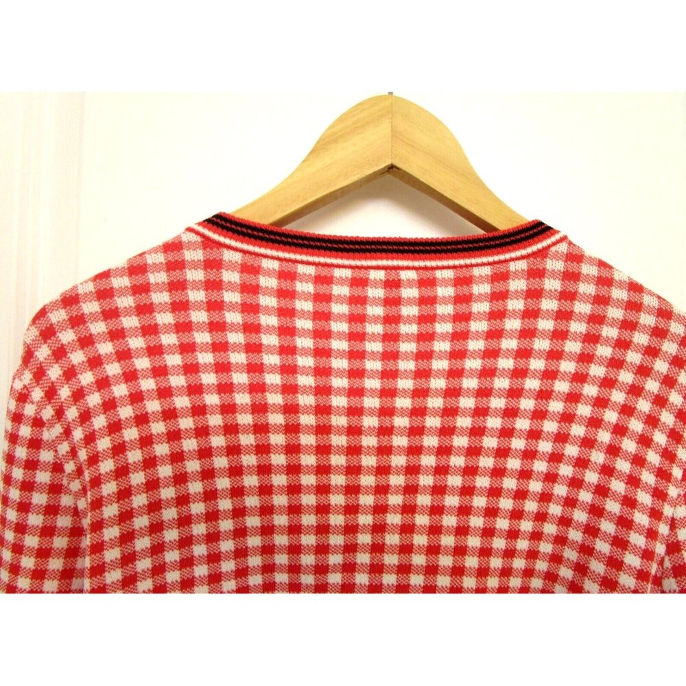 Tristan Cardigan Checkered -Women Size Medium -Pink/White/Black Gingham Buttons - Picture 10 of 14